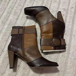 New York Transit brown leather ankle boots size 10 Boho Retro Preppy Classic